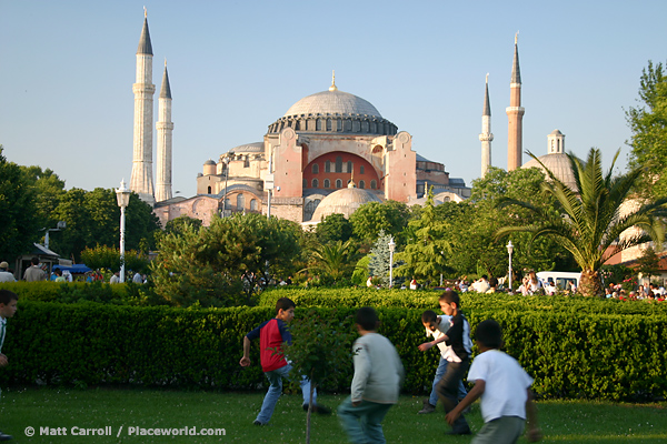 playing football next to Hagia Sophia