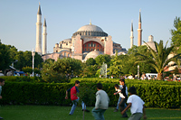 Playing football next to Hagia Sophia