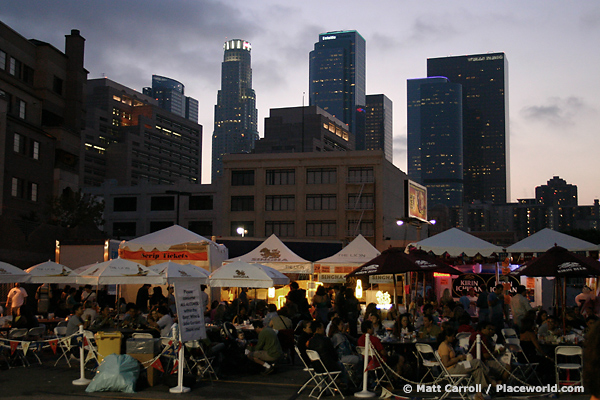 festival with LA skyline