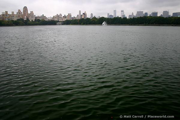 New York skyline and reservoir