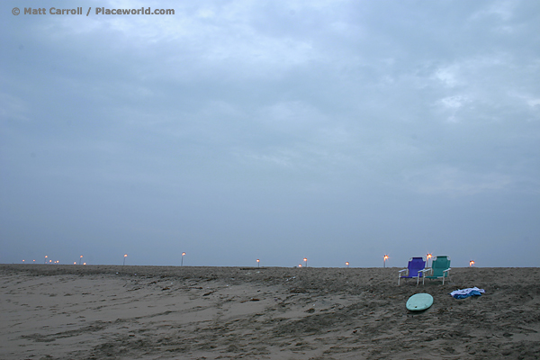 beach chairs at dusk