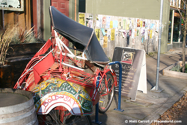 Rickshaw as sculpture on North Mississippi Avenue