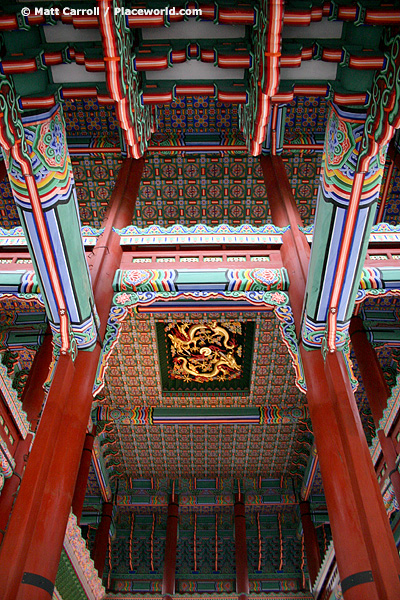 pillars, beams, and ceiling of palace hall