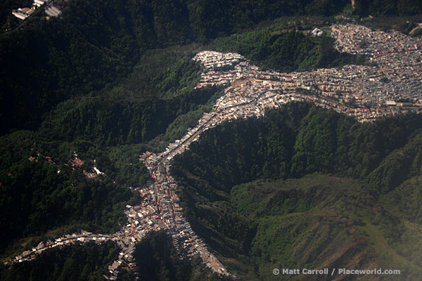 Aerial photo of Guatemala City suburb