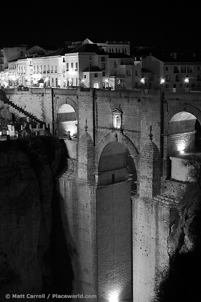 black and white of Puente Nuevo in Ronda, Spain