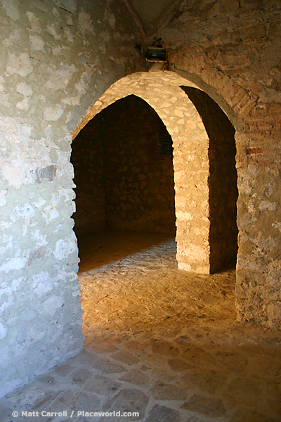 interior of stone Moorish watchtower