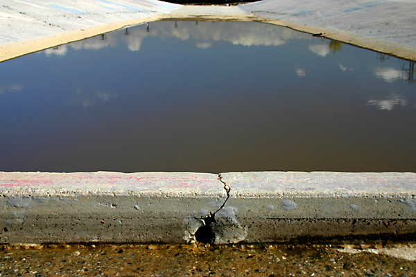 small dam and shallow pool on San Gabriel River